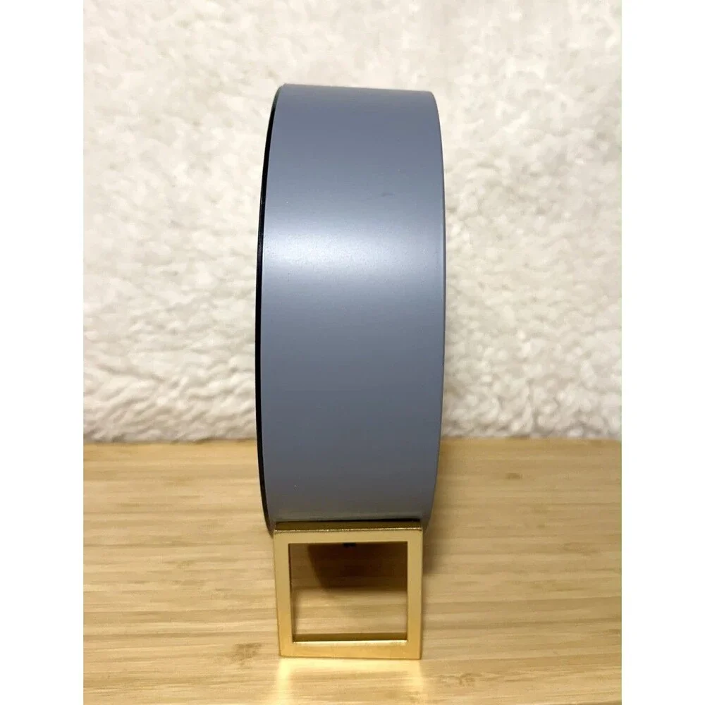 Hearth & Hand Magnolia Round Decorative Tabletop Clock Gray Brass NEW